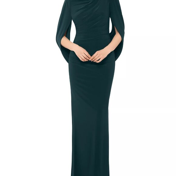 Betsy & Adam Womens Drape Back Zipper Gown Dress Forest Green Size 8 NWT - Picture 2 of 6